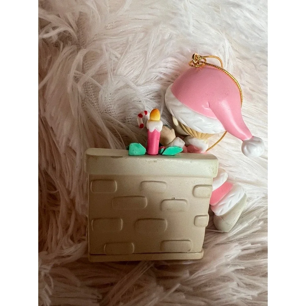 Precious Moments Ornament 1996 Pink Santa Fireplace Stocking Vintage